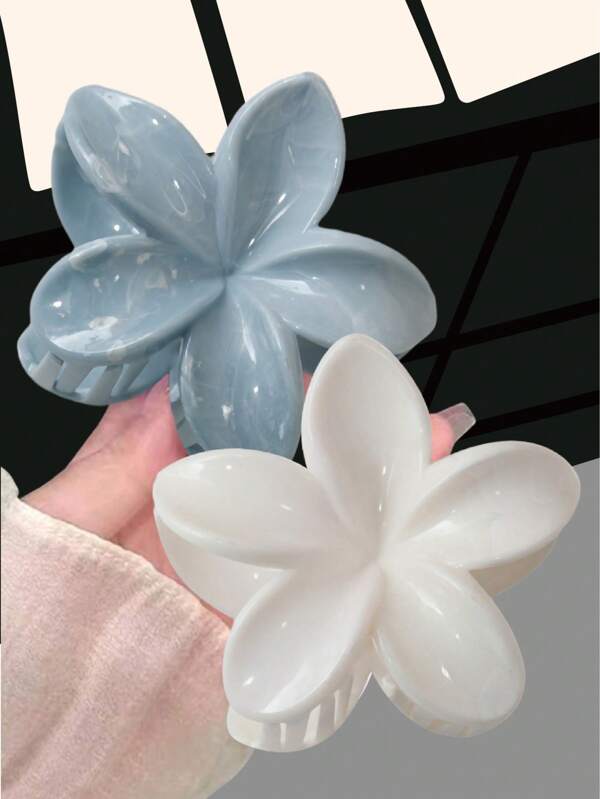 2pcs Women 3.15in Gradient Floral Large Plastic Hair Clips, Fashion Elegant Minimalist Plain Accessory Suitable For Daily, Casual, Party, Commute, Vacation - Hairstyle, Face Washing, Makeup, Outfit Matching Halloween Valentine's Day Valentines