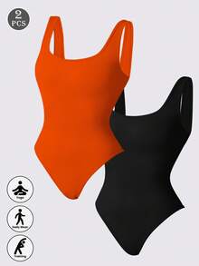 Seamless 2 Pieces Set Of Shapewear Bodysuit With Briefs - Multicolor - View 1