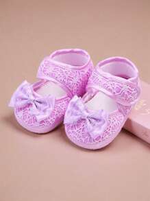 1Pair Newborn Baby Shoes Little Girls Shoes Toddler Baby Ballet Flats Flower Girls Bow Princess Kid Shoes