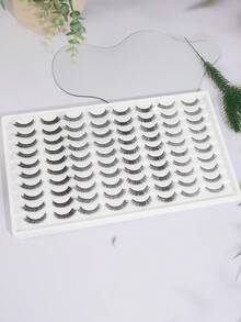 40 Pairs Mixed Pack Natural Crossover False Eyelashes Handmade Lengthened Thick Curly Eyelashes Artificial Mink Eyelashes Makeup Tools Hot Sellers - 黑色 - 查看 4