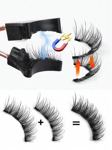 MAGEFY 2 Pairs Manga Reusable Magnetic Suction False Eyelash Mixth Kit,Equipped With Magnetic Clips+With 5 Pcs Eyelash Curler,1 Boxes Magnetic False Eyelashes+1 Boxes Magnetic Half Eye False EyelashesNatural Looking - 眼尾拉長款 - 查看 5