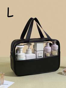 Large Capacity Waterproof Makeup Storage Bag Clear Bag Travel Wash Bag With Clear Portable Design And Double Handles - Perfect For Organizing Cosmetics And Toiletries Organizer Makeup Bag Makeup Organizer Skincare Bag Fashionable And Simple Toiletry Bag Beach Bag Cosmetic Bag For Travel Back To School Bathroom Dorm Essentials Travel Essentials Travel Accessories Travel Must Haves For Beach Summer Vacation