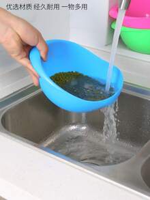 Multifunctional Rice Washer Strainer, Plastic Kitchen Rice Washing Basket, Thicken Vegetable Fruit Washing Tray, Convenient Cleaning Storage - Multicolor - View 2