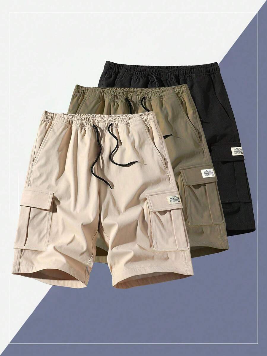 1 quần short Cargo nhẹ thường ngày cho nam, thoáng khí cho hoạt động ngoài trời mùa hè - Màu Khaki - Xem 1