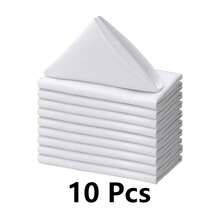 10 件白色布餐巾，方形可洗涤纶餐巾，适用于晚餐、酒店、婚礼、餐厅和派对（20*20 英寸 17*17 英寸） - 白色 - 查看 1