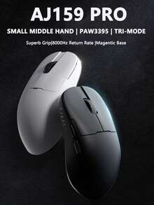 Ratón inalámbrico AJAZZ AJ159PRO con nuevo sensor PAW3395, baja latencia, base de carga magnética, batería de 400 mAh, DPI de 26000, peso ligero de 56g, adecuado para manos pequeñas y medianas, apto para juegos de esports y oficina - Multicolor - Ver 3