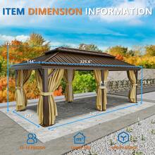 tooluck 12x20 Hardtop Gazebo With Metal Roof, Heavy Duty Galvanized Steel Gazebo With Reinforced Aluminum Frame, Flame-Resistant Curtains And Netting, Suitable For All-Weather, Brown - Brown - View 4