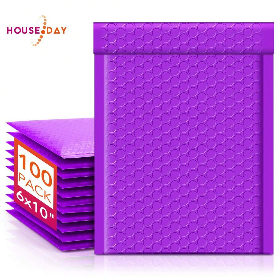 Bubble Mailers 6x10 Inch 100 Pack Purple Padded Envelopes Usable Size 6x9" Self Seal Bubble Envelopes Opaque Padded Mailers For Mailing Jewelry Makeup Small Business #0 - 紫色 - 查看 1