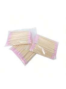 100/200/300/500/1000/2000 Stück Doppelkopf-Nagellack-Wischstifte aus Holz, kleine doppelköpfige Spitze für Augenbrauen-Tätowierung, Schönheitspflege-Make-up-Werkzeuge zum Abwischen, ca. 100 Stück/Packung (1/2/3/5/10/20 Packungen als Verpackungsmethode)