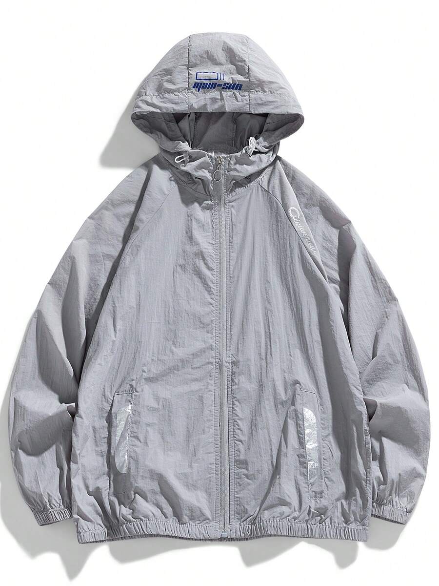 Men's Hooded Lightweight Breathable Outdoor Casual Sun Protection Jacket, Summer - Grey - View 1