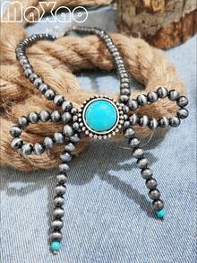 Women's Retro Style Pearl Necklace With Bow Design, Suitable For Daily Wear - Bow Beaded Necklace - View 5