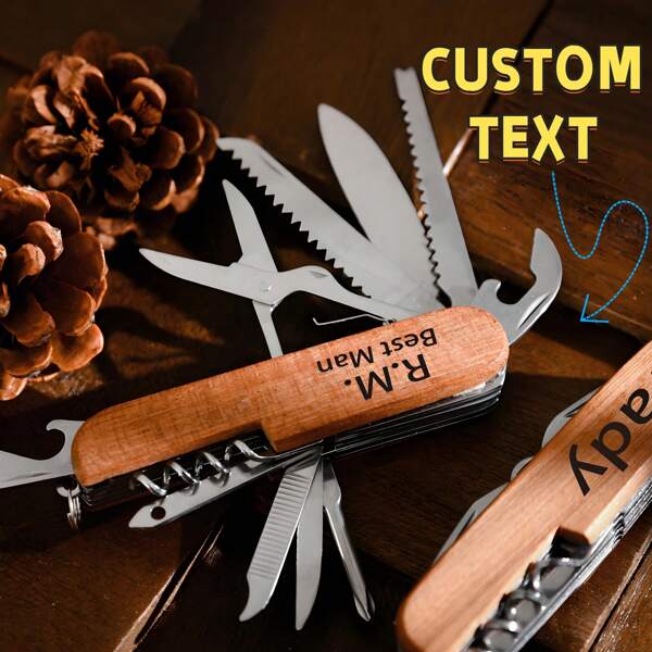 Customized Personalized Multi-Functional Cutting Tool, Exquisite Gift Box Set, Multi-Functional Tool, Outdoor 11 Functions, Blade, Bottle Opener, Can Opener Pliers, Scissors, Etc. Wooden Handle, Suitable For Valentine's Day, Father's Day, Christmas, Thanksgiving To Give To Boyfriend, Father, Best Man Perfect.,Minimal Chic,Custom,Personalized,Unique,Ideal Gifts For Him,Ideal Gifts For Her,Her,Boyfriend,Girlfriend,Family,Friends