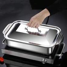 Stainless Steel Baking Pan Set With Lid - Non-Stick, Dual Handle, Versatile For Desserts, Bread, BBQ & More - Heat Resistant, Easy Clean, Rectangular, Baking Trays, Seafood Trays, Dinner Plates - Multicolor - View 7