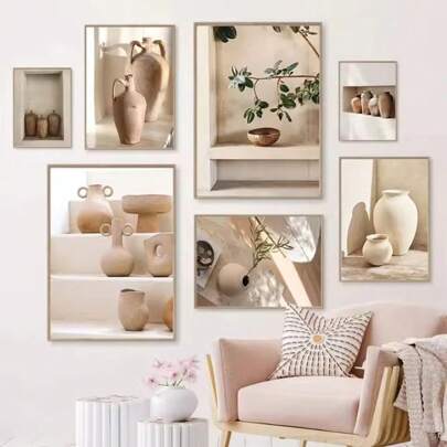 1 pieza/3 piezas Obras de arte de pared Pósteres Vida Inmóvil de Jarrón Clásico Moderno Pintura al Óleo Estilo Ins Estética Impresión de Póster Bohemio Adecuado para Decoración de Sala de Estar Moderna Sin Marco/Arte de Lienzo Enmarcado