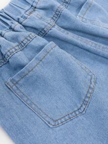 Girls Denim Effect Lace Hem Shorts - Multicolor - View 7