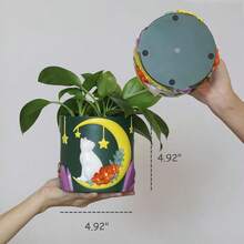 GUGUGO Moon Cat Cute Flower Pots Unique Rainbow Planter With Drainage Vintage Retro Colorful Flower Plant Pots For Indoor Plants Eclectic Succulent Gardening Pot For Home Décor A Purple 5Inch