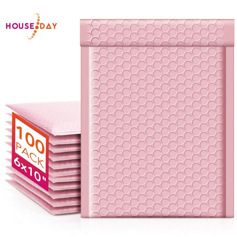 Bubble Mailers 6x10 Inch 100 Pack Light Pink Padded Envelopes Usable Size 6x9" Self Seal Bubble Envelopes Opaque Padded Mailers For Mailing Jewelry Makeup Small Business #0 - 櫻花粉紅色 - 查看 1