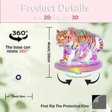 2D 旋转亚克力桌面装饰，无需电力，采用彩虹老虎设计，适合缓解压力、冥想、办公室装饰和家居氛围