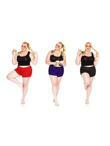 STRETCH IS COMFORT Women's And Plus Size Nylon Booty Shorts | Small - 3X - Black - View 7