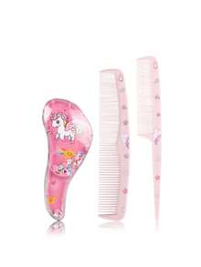 3PCS Cartoon Comb Set, Suitable For Dry And Wet Hair And All Hair Types, Durable ABS Plastic Handle, Suitable For Daily Household Use, A Gift For Children - Multicolor - View 9