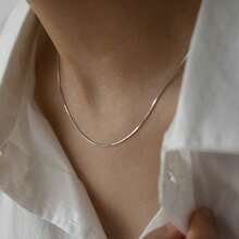 Stainless Steel Simple Minimalist Clavicle Necklace, Delicate Thin Chain For Women - Silver - View 3