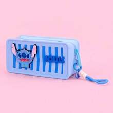 Miniso Disney Lilo/Stitch Series Silicone Cosmetic Bag, Cute Cartoon Design, Home/Outdoor Use, Lovely Birthday Gift, PVC Material(1PC) - Blue - View 1