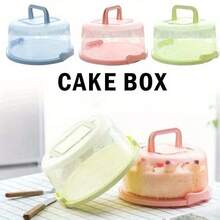 Caja redonda de almacenamiento de pastel 2024, contenedor de cupcakes de mano, caja de pastel, herramienta de cocina de plástico para bar, suministros de cumpleaños - Multicolor - Ver 1