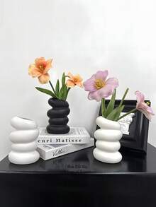 قطعة واحدة من الزهريات الإبداعية على طراز INS ، ذات شكل حجري فاخر وراقي ، زخرفة منزلية من البلاستيك لترتيب الزهور في غرفة المعيشة والمدخل ، ديكور منزلي ، لوازم مدرسية