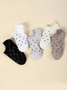 5 Pairs Women's Cute Polka Dot Candy Color Ankle Socks, Suitable For Spring, Summer, Fall Seasons And Daily Wear - Multicolor - View 2