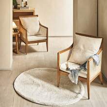 NIUTN Comoda poltrona in rattan con schienale alto Poltrona in rattan con braccioli larghi Con cuscini in maglia di cotone e lino e cuscino in rattan sedia Club