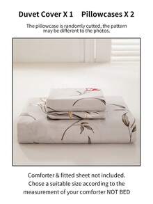 3pcs/Set Floral Pattern Duvet Cover Set(1 Duvet Cover & 2 Pillowcase)Soft And Skin-Friendly Duvet Cover Bedding Set For Home, All Season Bed Sheets Set