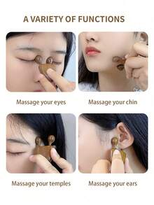 1pc [Battery-Free Sandalwood Face Massager] Sandalwood Nose & Face Massager - Eye Relief Tool, Battery-Free, Fragrance-Free,Beauty,Skin Care Products,Spa,Self Care,Skin Care Tools,Face Care,Esthetician Supplies,Massage,Face Massage Tool,Face Roller - Brown - View 3