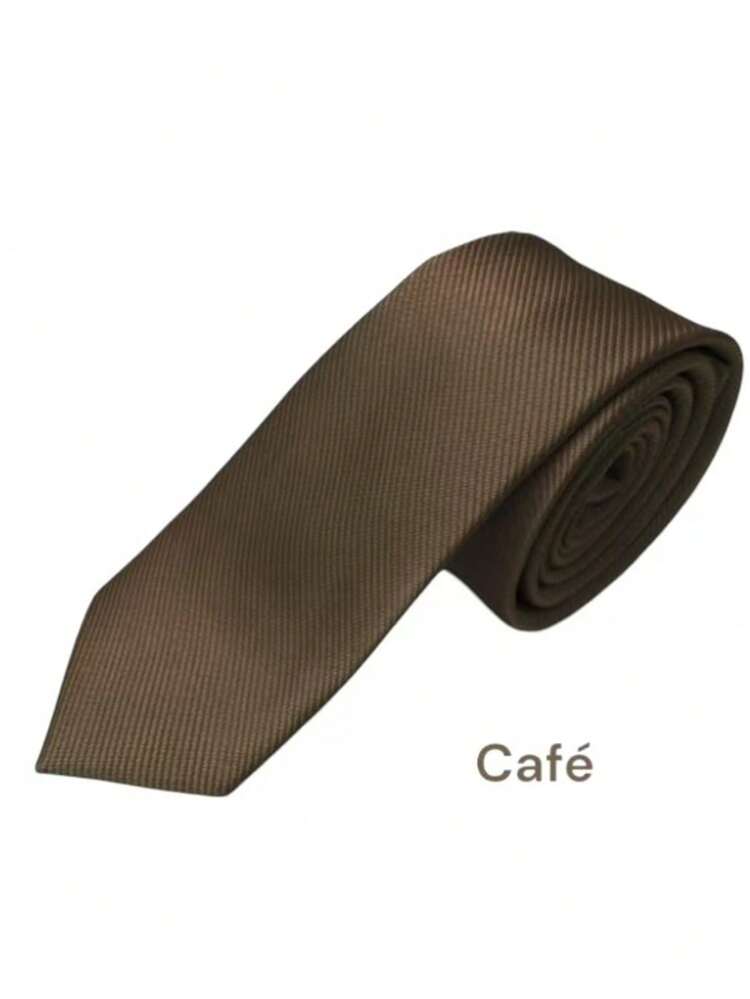 Multi-Color Slim Striped Multi-Social Tie - Coffee Brown - View 2