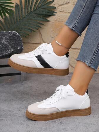 2025 Spring/Summer/Autumn New White Sneakers, Breathable Rubber Lace-Up Low-Top Casual Athletic Shoes