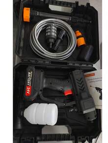 无线电动洗车水枪，可充电锂电池供电，无线高压洗车机，清洁枪，家用洗车水枪，高压水枪，用于洗车、地板清洁、浇灌植物 - 彩色 - 查看 11