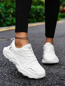 2025年最新时尚透气户外运动白色女鞋，百搭设计 - 白色 - 查看 1