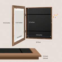 Kids Artwork Frames Changeable - Front-Opening To Display & Store 100 Pcs - Set Of 2 Kids Art Frame Includes Wall Hooks & Stand - 10"X12.5" - Wood - Brown - View 4