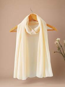 1pc Summer Fashion Solid Color Beach Scarf, Fashionable Accessory Head Wrap - Beige - View 2