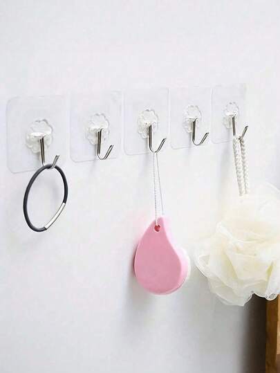 1/10 chiếc Móc dán trong suốt, Giá treo đồ đa năng, Dùng cho tủ tường phòng gia đình