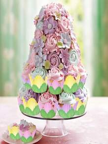 300Pcs Flower Cupcake Liners Spring Summer Flower Baking Cups Pink Purple Yellow Petal Cupcake Wrappers Holders Muffin Liners For Spring Wedding Bridal Shower Birthday Tea Party Decor(Red And Green)