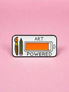 1pc Art Energy Badge - Creative Battery Design With Tool Motif & Power Stripe, Artistic Statement Accessory - Multicolor - View 6