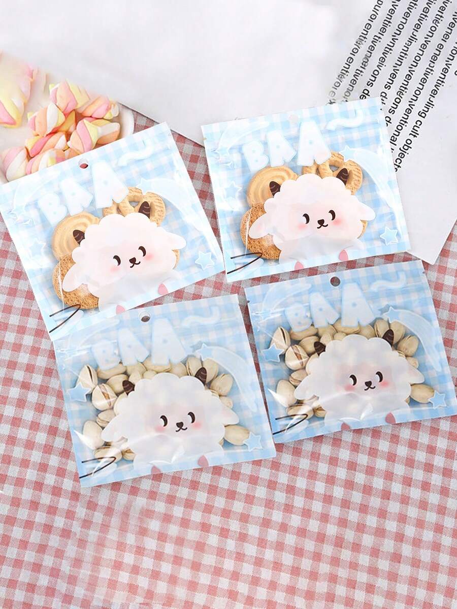 20个可爱卡通兔子和小狗印花袋，宰牲节糖果饼干包装袋，烘焙食品包装小礼品袋，半透明自封袋