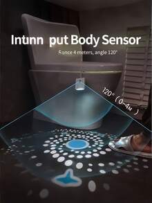 1/2pcs RGB Motion Sensor Toilet Light, LED Toilet Projector Light, USB Rechargeable Night Light, Color Changing Toilet Night Light - LED Bathroom Accessories For Home Bathroom Decoration - White - View 5