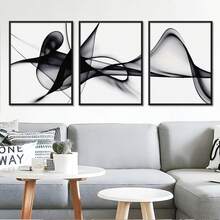 Bộ 3 tranh trừu tượng đen trắng trang nhã trên vải bố, khung gỗ thông - Trang trí tường hiện đại phù hợp cho phòng khách, phòng ngủ, văn phòng, chống thấm nước, in chất lượng cao, hoàn hảo cho trang trí nhà cửa, quán cà phê, quán bar, tranh nghệ thuật trừu tượng, nét vẽ sống động. - 3 CÁI - Xem 11