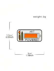 1pc Art Energy Badge - Creative Battery Design With Tool Motif & Power Stripe, Artistic Statement Accessory - Multicolor - View 3