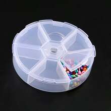 QIAO 2PCS 6/8Grids Round Plastic Storage Box Beads Earrings Jewelry Container Clear Transparent Box Case Small Size DIY Jewellery Box - White - View 6