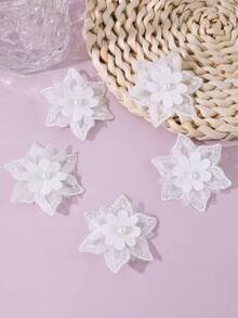 5pcs/Set Girls' Elegant White Flower Hair Clips - White - View 5