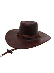1 pièce Chapeau de cowboy occidental vintage, fabriqué en matériau PU doux, convient pour les costumes unisexes, l'usage quotidien, les voyages, les célébrations, la protection solaire et l'usage extérieur