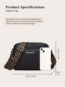 Women's Fashion Broad Strap Shoulder/Crossbody Bag For Daily Use - Black - View 4