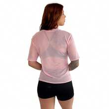 Women's Blouse T-Shirt Transparent Tulle Gym Fitness - 淺粉色 - 查看 2